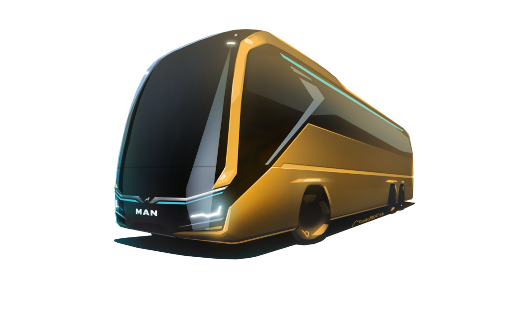Skice elektrického autobusu MAN Lion's Coach E